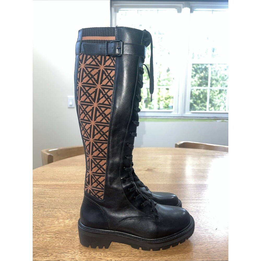Antonio Melani The Dukees Logo Print Lug Sole Combat Boot Women's Size 8.5M EUC